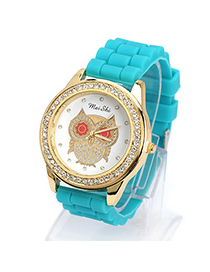 Energie green diamond decorated owl pattern design silicone Ladies Watches