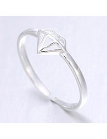 Romantic Silver Color Diamond Shape Simple Design Cuprum Korean Rings