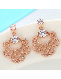 Fashion Rose Gold Diamond Decorated Hollow Out Design(anti-allergy) Cuprum Stud Earrings