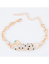 Exquisite Gold Color Diamond Decorate Leopard Design  Alloy Korean Fashion Bracelet