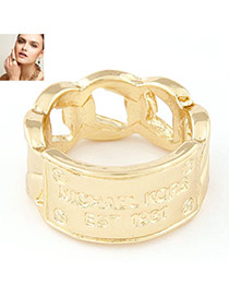Fashion Gold Color Letter Pattern Decorated Hollow Out Design  Alloy Korean Rings