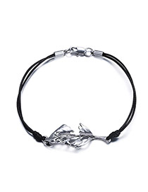 Fashion Anti-silver+black Hollow Out Leaft Decorated Simple Design  Alloy Korean Fashion Bracelet