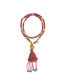 Fashion Multi-color Tassel Pendant Decorated Beads Chain Design Beads Bib Necklaces