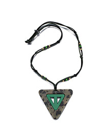 Fashion Green Triangle Pendant Decorated Double Layer Chain Design Alloy Bib Necklaces