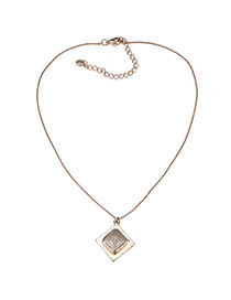 Fashion White Square Stone Shape Decorated Simple Desgn Stone Bib Necklaces