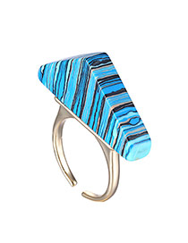 Fashion Blue Triangle Shape Decorated Opening Design  Turquoise Korean Rings