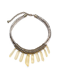 Personality Yellow Geometry Pendant Decorated Multilayer Design Alloy Bib Necklaces