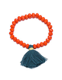 Vintage Orange Beads Pendant Decorated Tassel Design Crystal Korean Fashion Bracelet