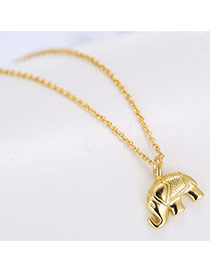Lovely Gold Color Metal Elephant Pendant Decorated Simple Necklace