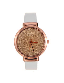 Elegant White Letter Decorated Pure Color Strap Watch