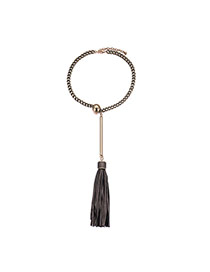 Exaggerated Coffee Tassel Pendant Decorated Short Chain Necklace