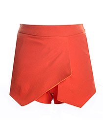 Trendy Orange Pure Color Decorated Irregular Shape Design Skirt