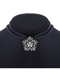 Elegant Silver Color Flower Decorated Double Layer Simple Necklace