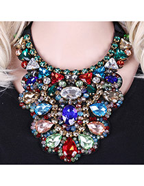 Collar Lujoso De Capa Corta Diseñado En Forma De Gota Decorado Con Diamantes Checas